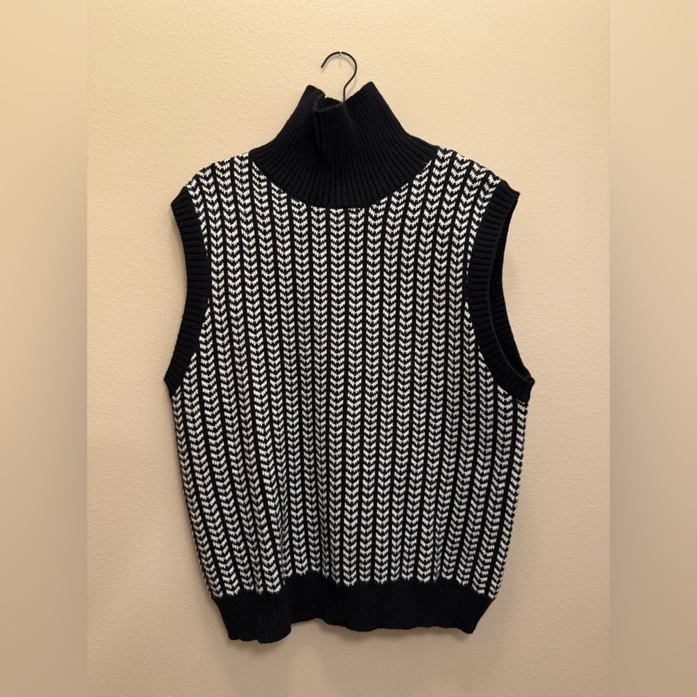 black and white sweater vest